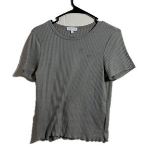 Indigo Bloom Light Gray Short Sleeve Ribbed Fitted‎ Tee